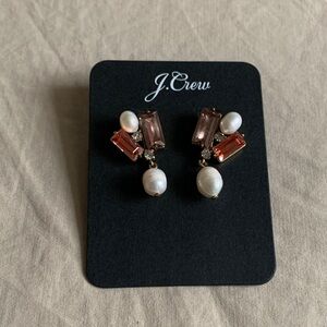 J. Crew Pink and Pearl Drop Earrings